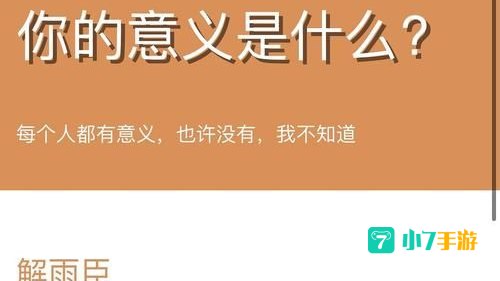 你的意义是什么 测试在哪