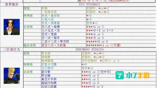 97八神出招表